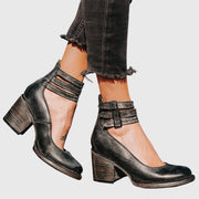 Women's Boots Buckle Strap Block Heel Cutout Style